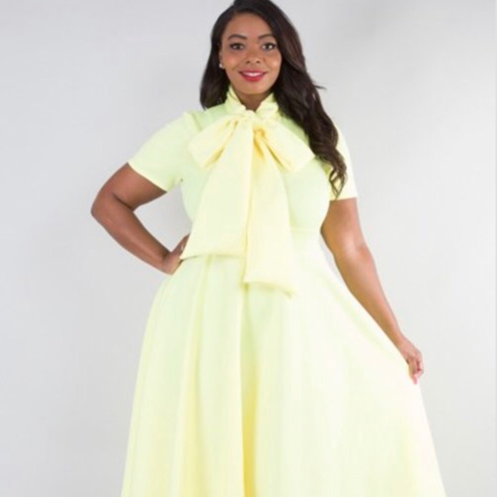 Bow Tie Neon Yellow Maxi Dress🍂🍁🌾